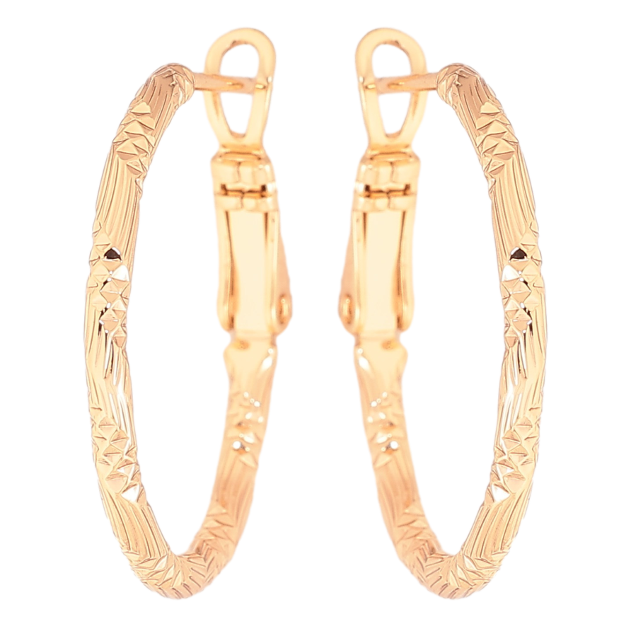 Сережки Xuping колір Позолота 18K кільця (конго) "Декоративний візерунок" ø 2.5см фото №1