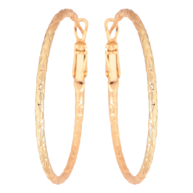 Сережки Xuping колір Позолота 18K кільця (конго) "Декоративний візерунок" ø 4см фото №5 Сережки Xuping колір Позолота 18K кільця (конго) "Декоративний візерунок" ø 4см фото №5