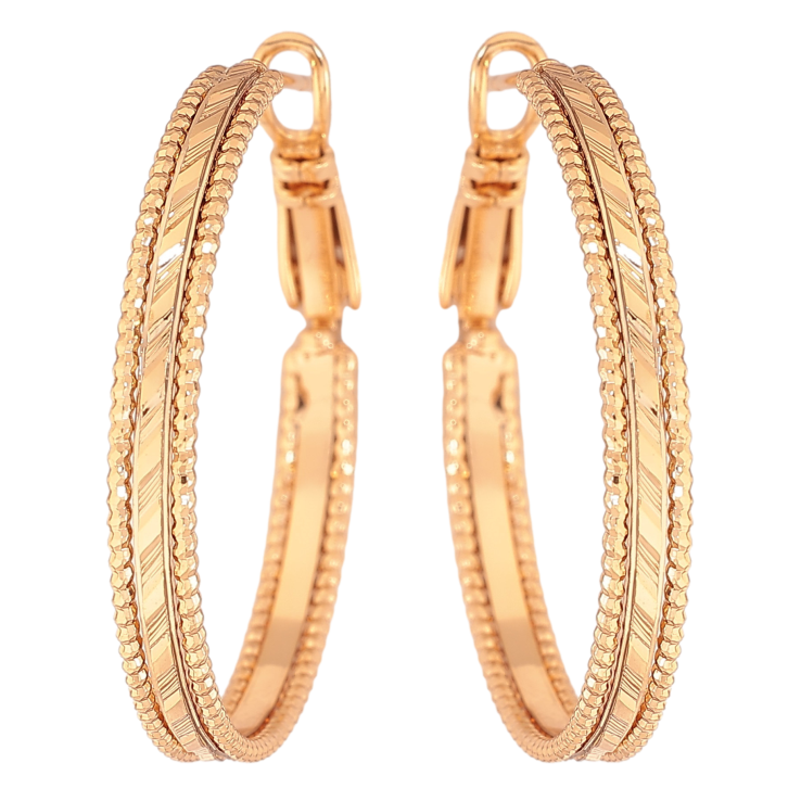 Сережки Xuping колір Позолота 18K кільця (конго) "Декоративний візерунок" ø 3см фото №4 Сережки Xuping колір Позолота 18K кільця (конго) "Декоративний візерунок" ø 3см фото №4