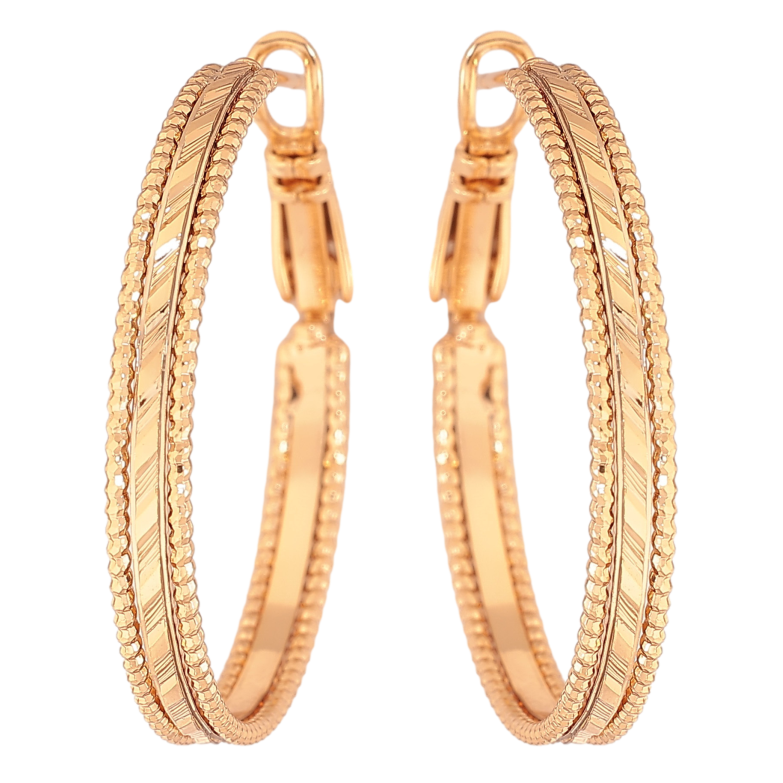 Сережки Xuping колір Позолота 18K кільця (конго) "Декоративний візерунок" ø 3см фото №1