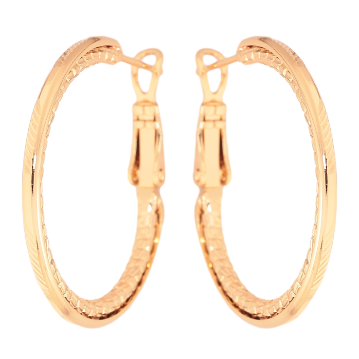 Сережки Xuping колір Позолота 18K кільця (конго) "Декоративний візерунок" ø 3см фото №25 Сережки Xuping колір Позолота 18K кільця (конго) "Декоративний візерунок" ø 3см фото №25