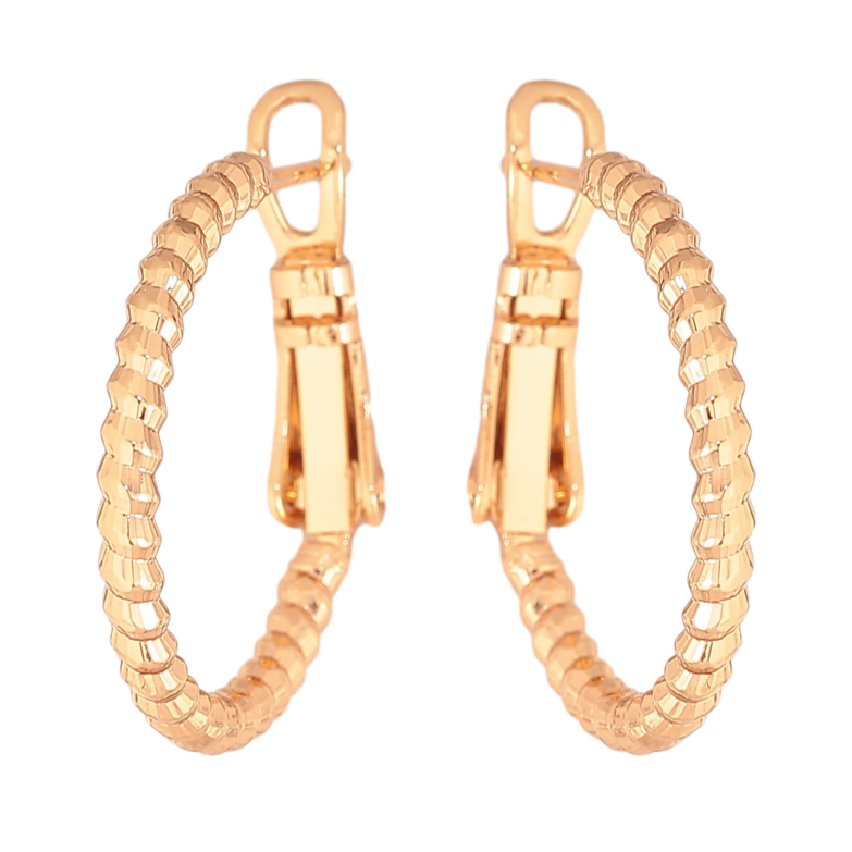 Серьги Xuping цвет Позолота 18K кольца (конго) "Декоративный узор" ø 2см фото №1