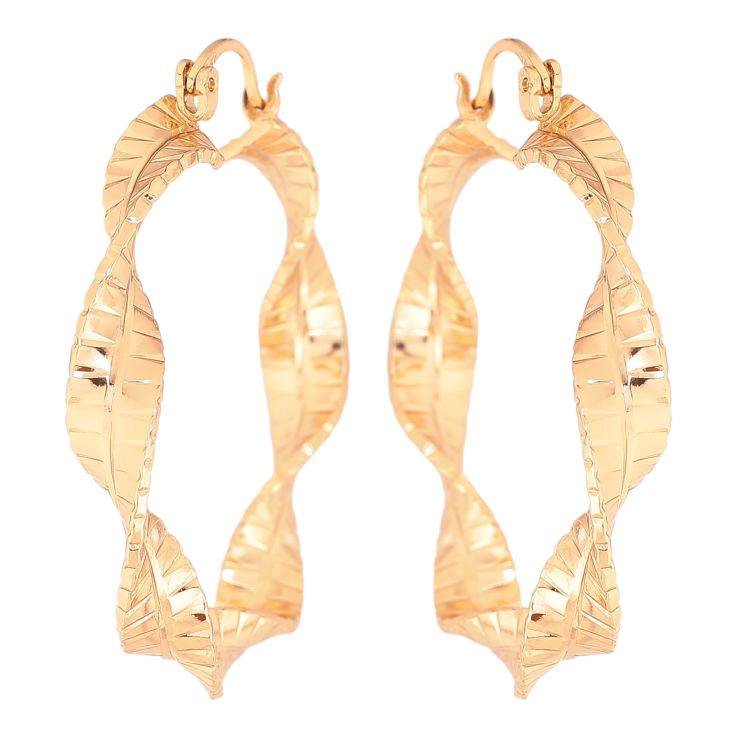 Сережки Xuping колір Позолота 18K кільця (конго) "Декоративний візерунок" ø 4см фото №23 Сережки Xuping колір Позолота 18K кільця (конго) "Декоративний візерунок" ø 4см фото №23