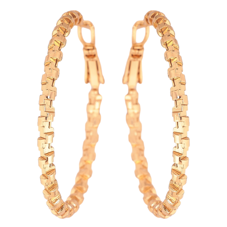 Сережки Xuping колір Позолота 18K кільця (конго) "Декоративний візерунок" ø 4см фото №17 Сережки Xuping колір Позолота 18K кільця (конго) "Декоративний візерунок" ø 4см фото №17