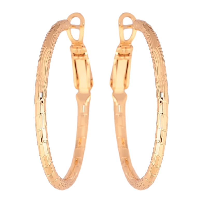 Серьги Xuping цвет Позолота 18K кольца (конго) "Декоративный узор" ø 3см фото №1