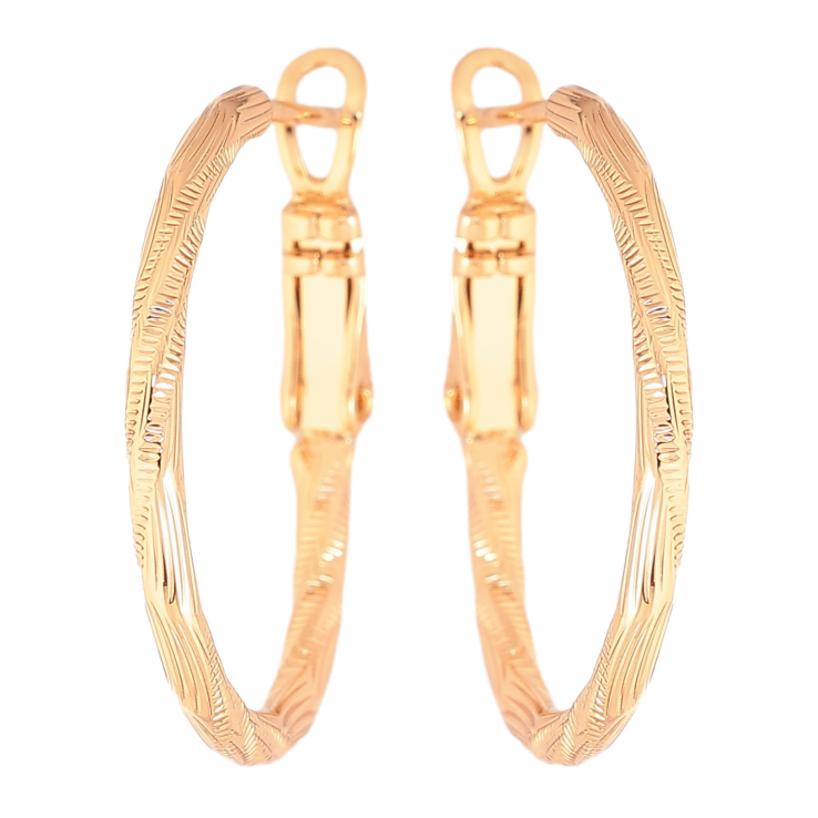 Сережки Xuping колір Позолота 18K кільця (конго) "Декоративний візерунок" ø 2.5см фото №6 Сережки Xuping колір Позолота 18K кільця (конго) "Декоративний візерунок" ø 2.5см фото №6