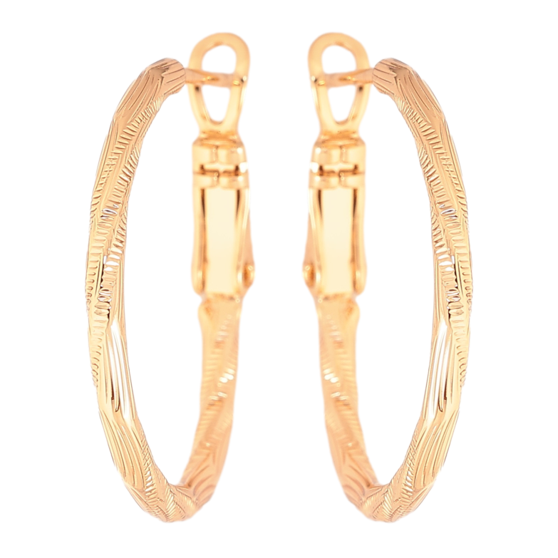 Серьги Xuping цвет Позолота 18K кольца (конго) "Декоративный узор" ø 2.5см фото №1 Серьги Xuping цвет Позолота 18K кольца (конго) "Декоративный узор" ø 2.5см фото №1
