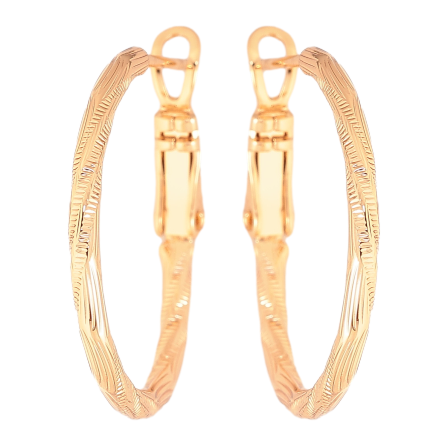 Сережки Xuping колір Позолота 18K кільця (конго) "Декоративний візерунок" ø 2.5см фото №1 Сережки Xuping колір Позолота 18K кільця (конго) "Декоративний візерунок" ø 2.5см фото №1