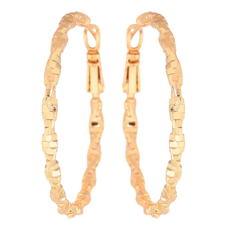 Сережки Xuping колір Позолота 18K кільця (конго) "Декоративний візерунок" ø 4см фото №6 Сережки Xuping колір Позолота 18K кільця (конго) "Декоративний візерунок" ø 4см фото №6