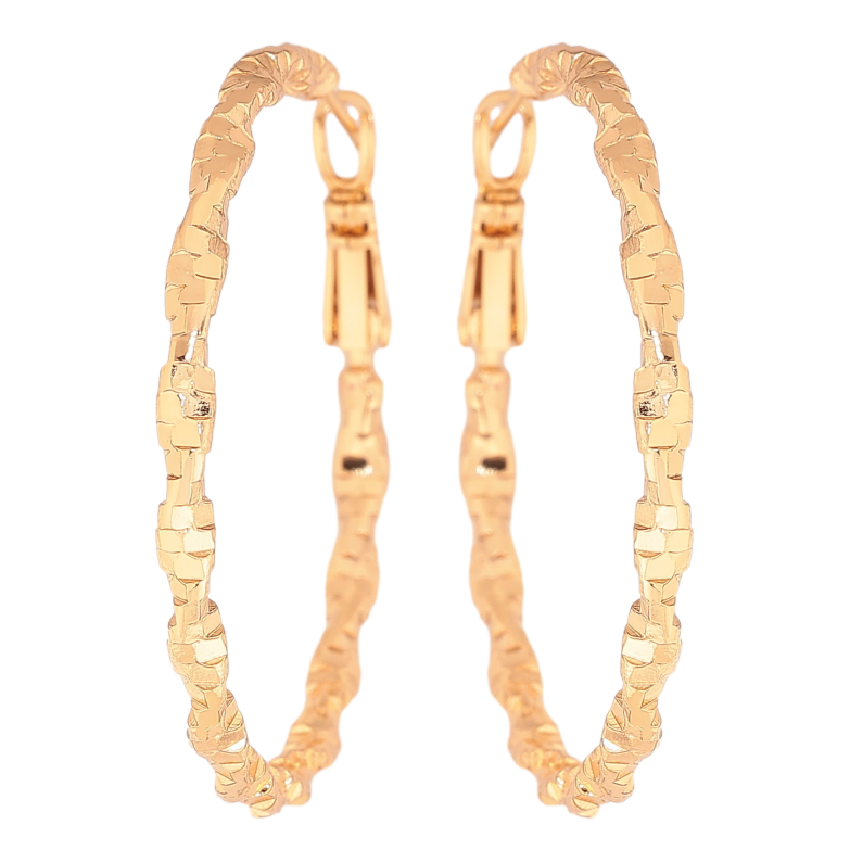 Сережки Xuping колір Позолота 18K кільця (конго) "Декоративний візерунок" ø 4см фото №1