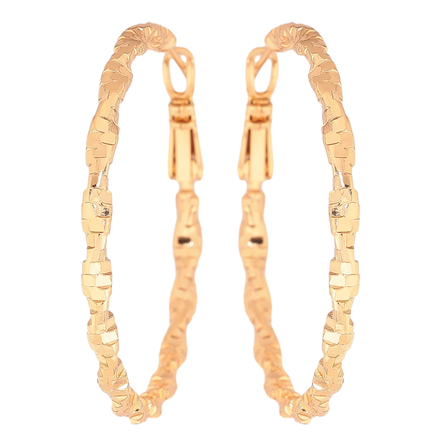 Сережки Xuping колір Позолота 18K кільця (конго) "Декоративний візерунок" ø 4см фото №1