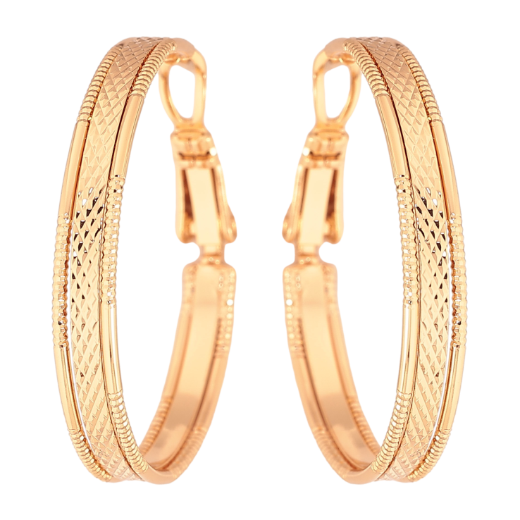 Сережки Xuping колір Позолота 18K кільця (конго) "Декоративний візерунок" ø 3см фото №16 Сережки Xuping колір Позолота 18K кільця (конго) "Декоративний візерунок" ø 3см фото №16