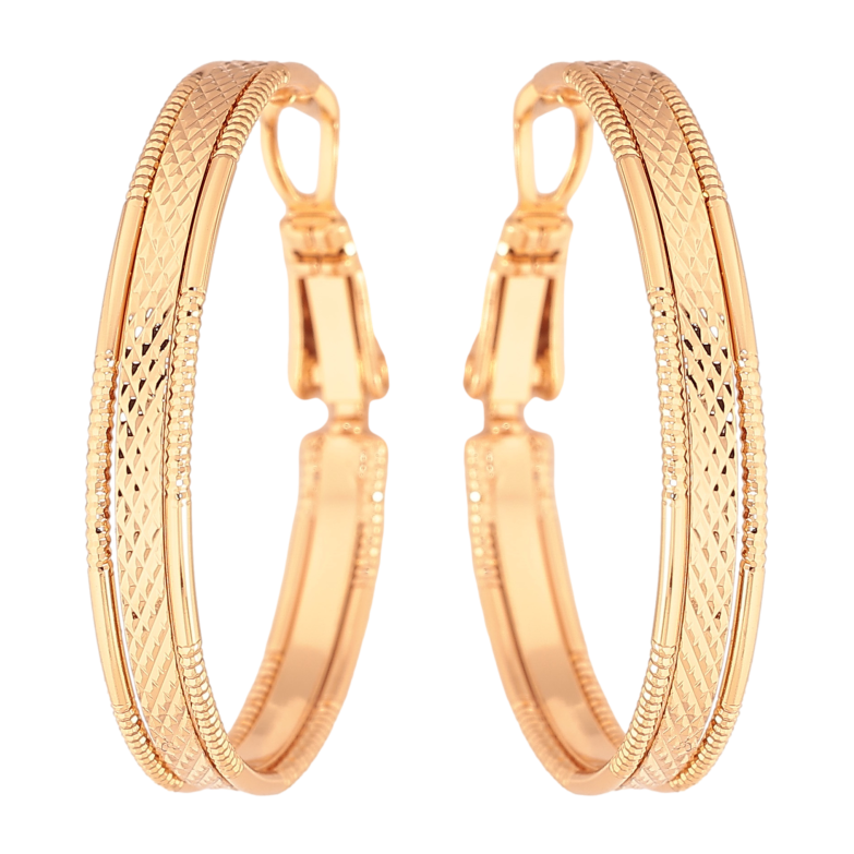 Сережки Xuping колір Позолота 18K кільця (конго) "Декоративний візерунок" ø 3см фото №12