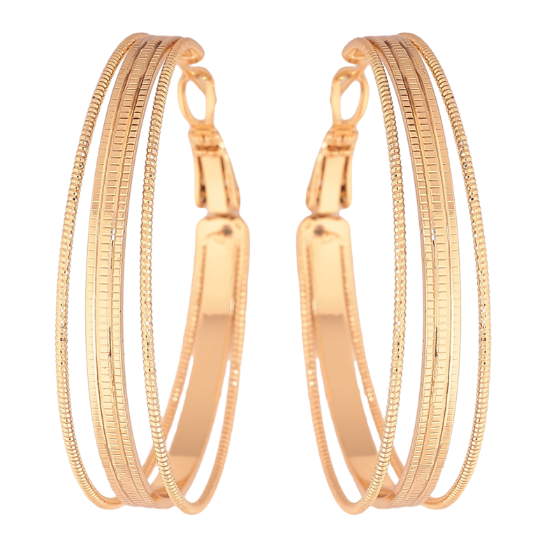 Серьги Xuping цвет Позолота 18K кольца (конго) "Декоративный узор" ø 4см фото №1