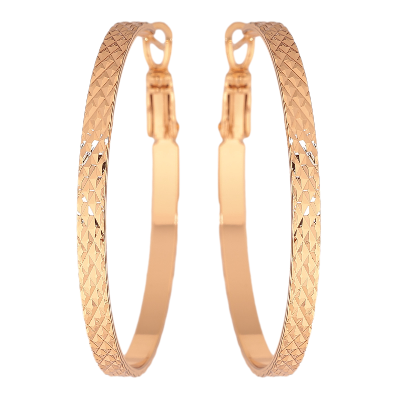 Сережки Xuping колір Позолота 18K кільця (конго) "Декоративний візерунок" ø 4см фото №1