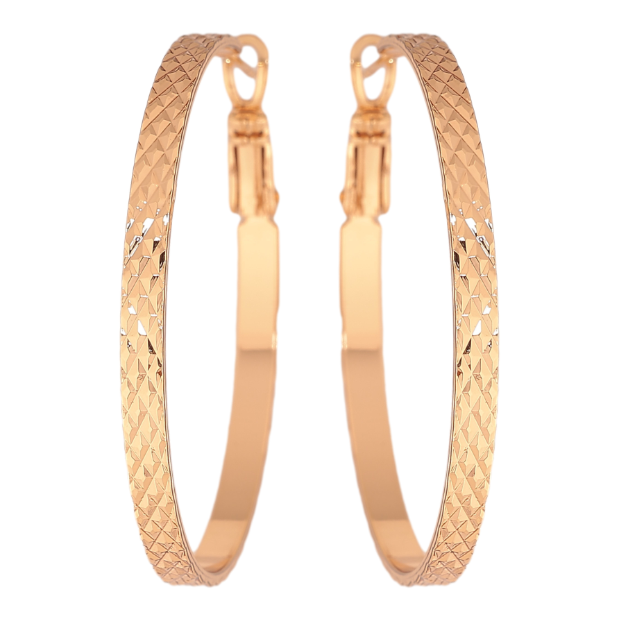 Сережки Xuping колір Позолота 18K кільця (конго) "Декоративний візерунок" ø 4см фото №1