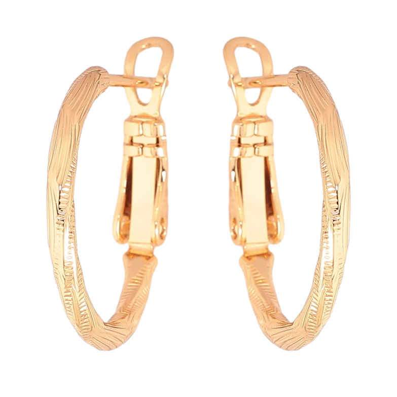 Сережки Xuping колір Позолота 18K кільця (конго) "Декоративний візерунок" ø 2см фото №1