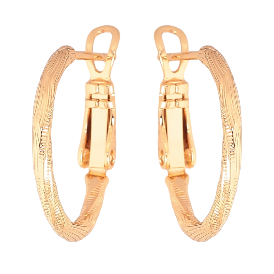 Сережки Xuping колір Позолота 18K кільця (конго) "Декоративний візерунок" ø 2см фото №1