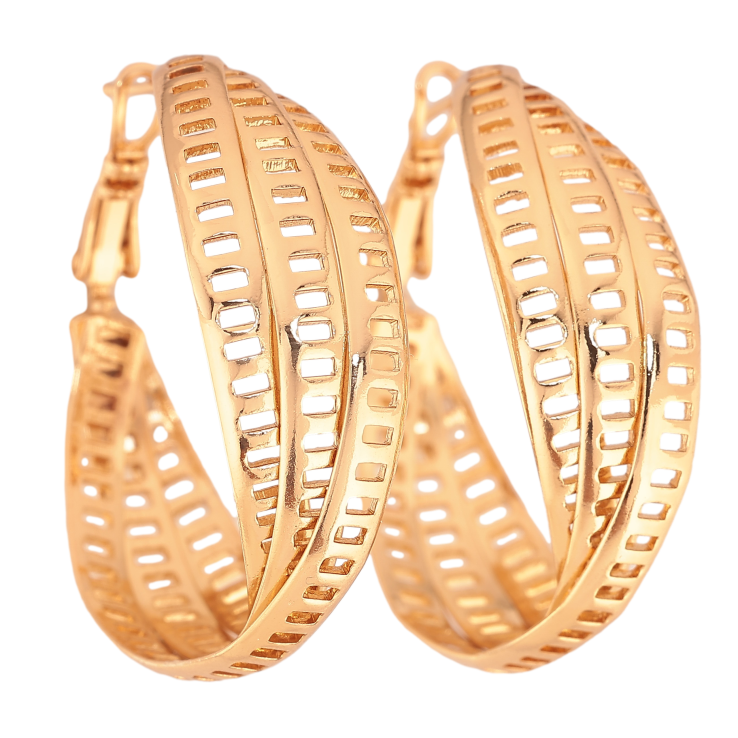 Сережки Xuping колір Позолота 18K кільця (конго) "Декоративний візерунок" ø 3.5см фото №23 Сережки Xuping колір Позолота 18K кільця (конго) "Декоративний візерунок" ø 3.5см фото №23