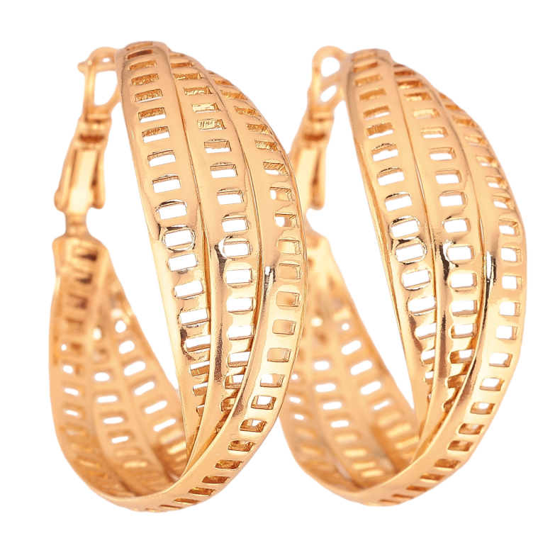 Сережки Xuping колір Позолота 18K кільця (конго) "Декоративний візерунок" ø 3.5см фото №7