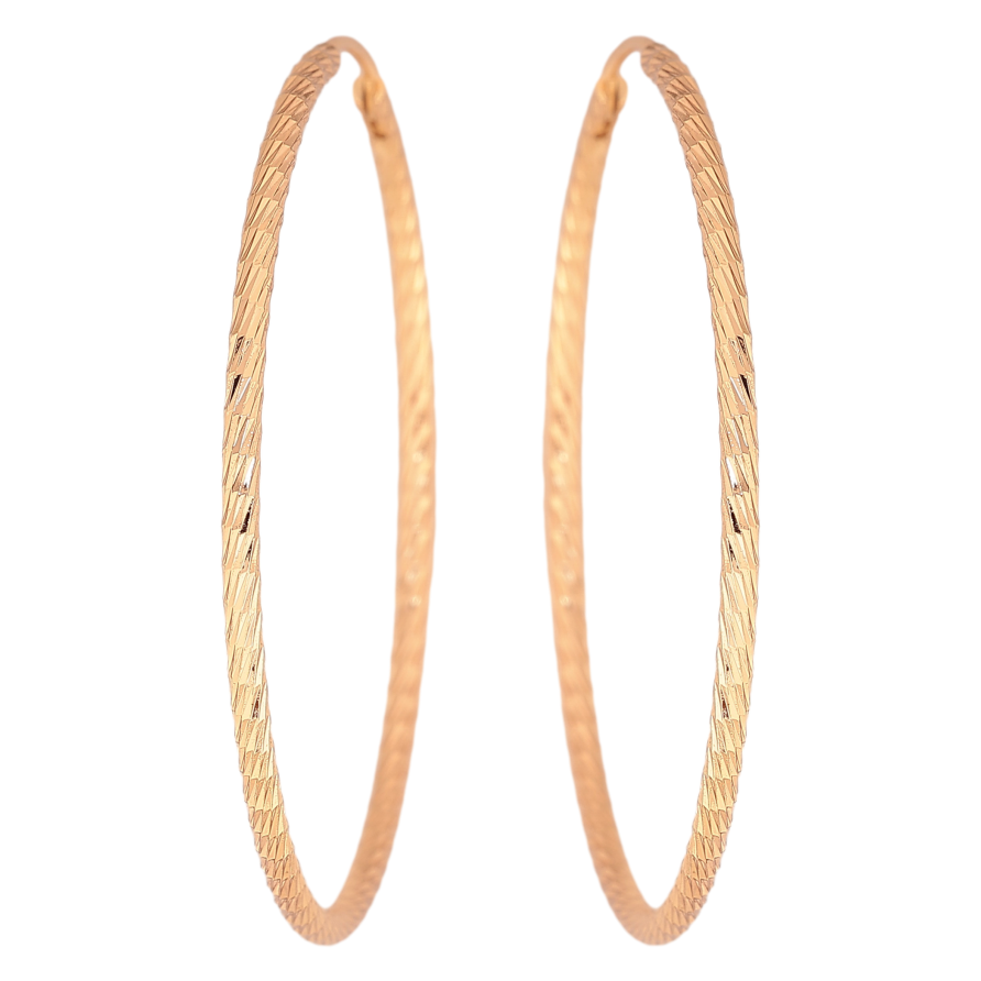 Серьги Xuping цвет Позолота 18K кольца (конго) "Декоративный узор" ø 4.8см фото №1