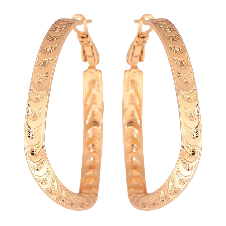 Сережки Xuping колір Позолота 18K кільця (конго) "Декоративний візерунок" ø 4см фото №5 Сережки Xuping колір Позолота 18K кільця (конго) "Декоративний візерунок" ø 4см фото №5