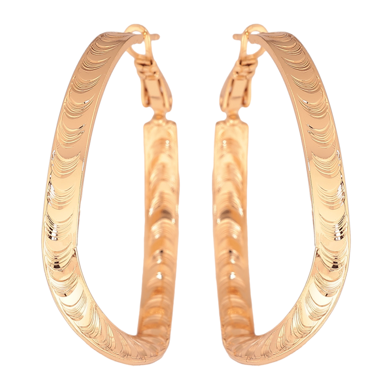 Сережки Xuping колір Позолота 18K кільця (конго) "Декоративний візерунок" ø 4см фото №7