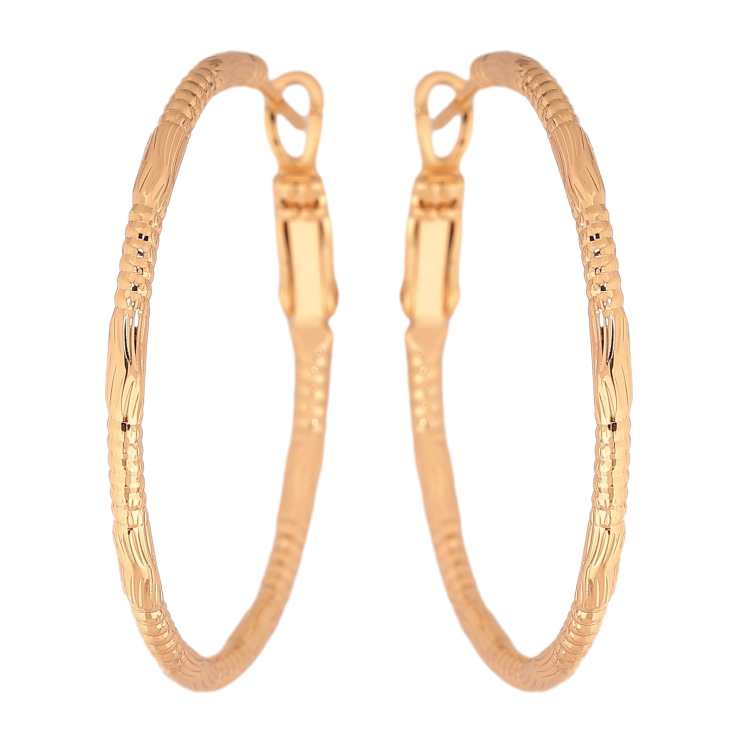 Сережки Xuping колір Позолота 18K кільця (конго) "Декоративний візерунок" ø3.5см фото №6 Сережки Xuping колір Позолота 18K кільця (конго) "Декоративний візерунок" ø3.5см фото №6