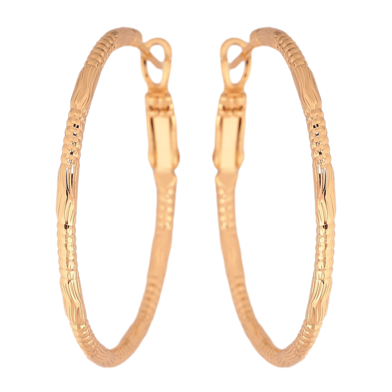 Сережки Xuping колір Позолота 18K кільця (конго) "Декоративний візерунок" ø3.5см фото №1