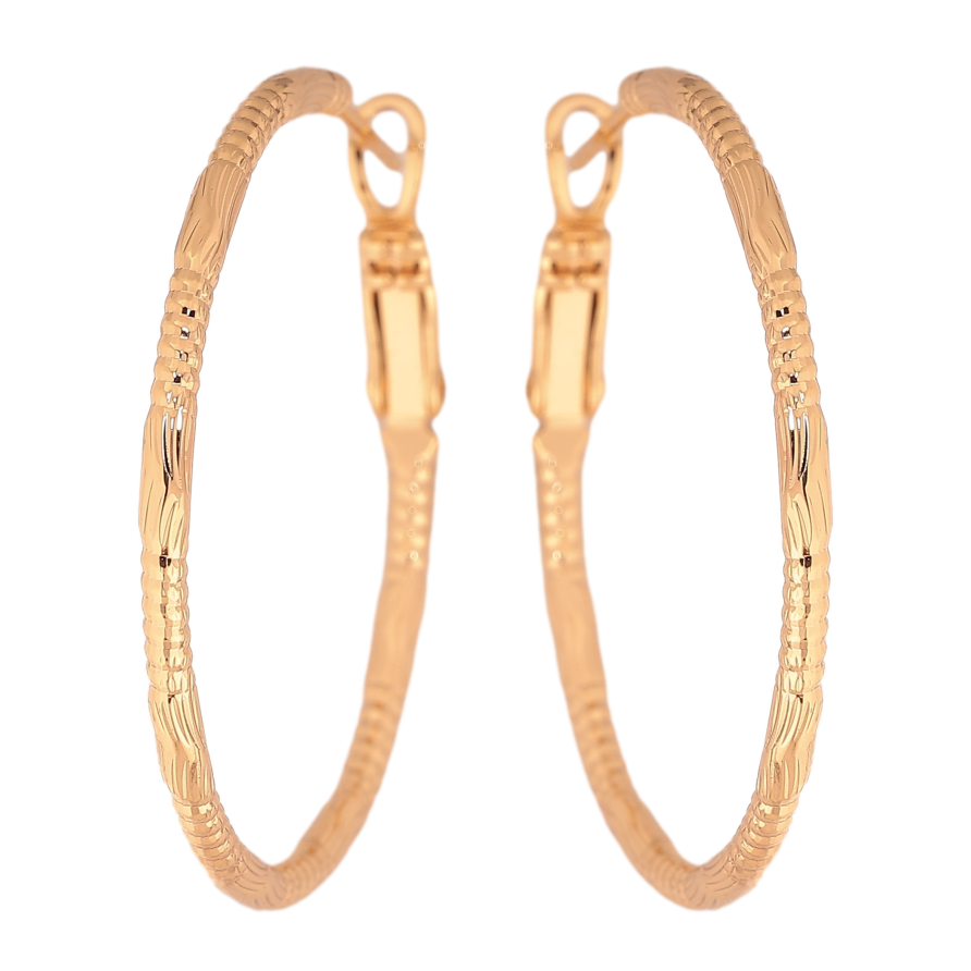 Сережки Xuping колір Позолота 18K кільця (конго) "Декоративний візерунок" ø3.5см фото №1