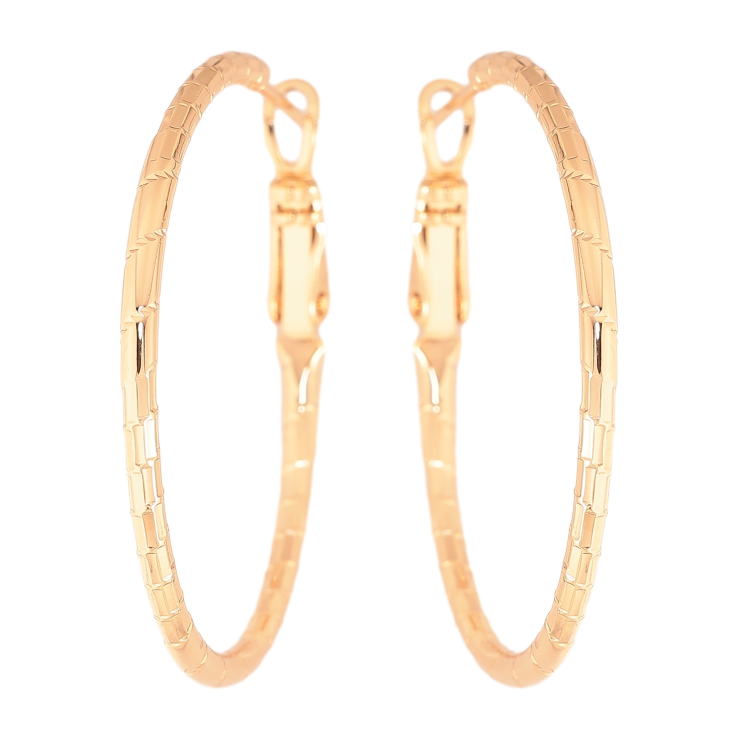 Сережки Xuping колір Позолота 18K кільця (конго) "Декоративний візерунок" ø 3.5см фото №7 Сережки Xuping колір Позолота 18K кільця (конго) "Декоративний візерунок" ø 3.5см фото №7