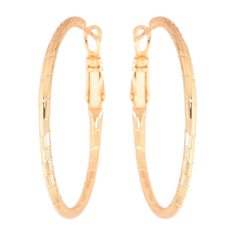 Серьги Xuping цвет Позолота 18K кольца (конго) "Декоративный узор" ø 3.5см фото №1