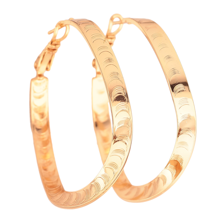 Сережки Xuping колір Позолота 18K кільця (конго) "Декоративний візерунок" ø 4см фото №1