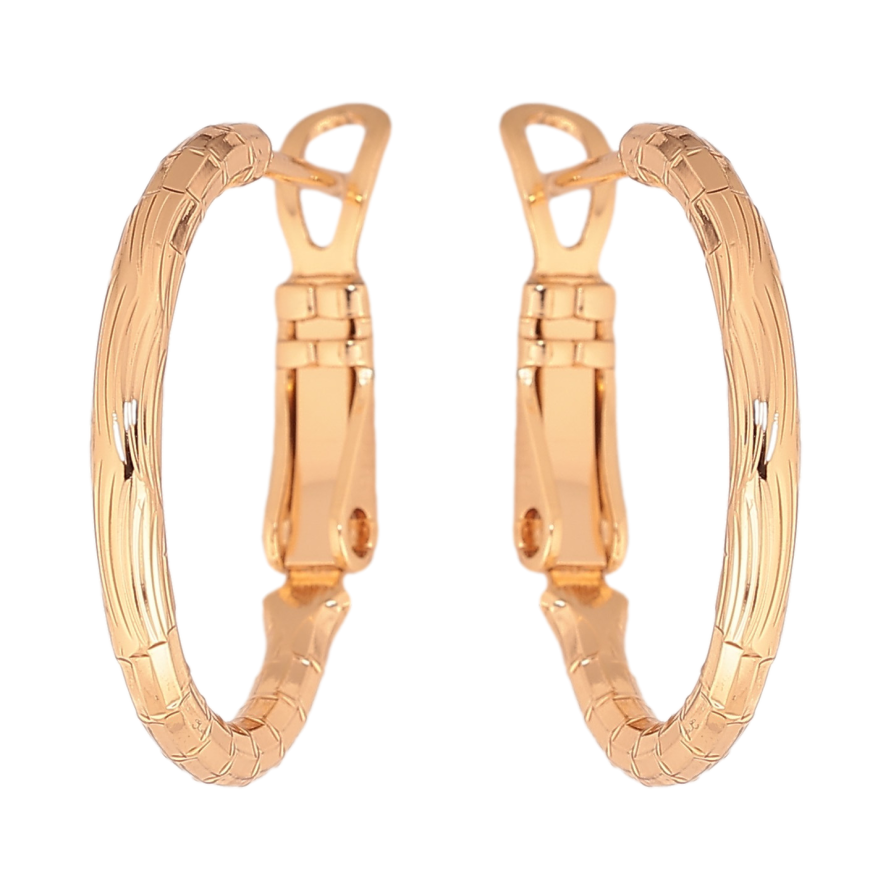 Сережки Xuping колір Позолота 18K кільця (конго) "Декоративний візерунок" ø 2см фото №1