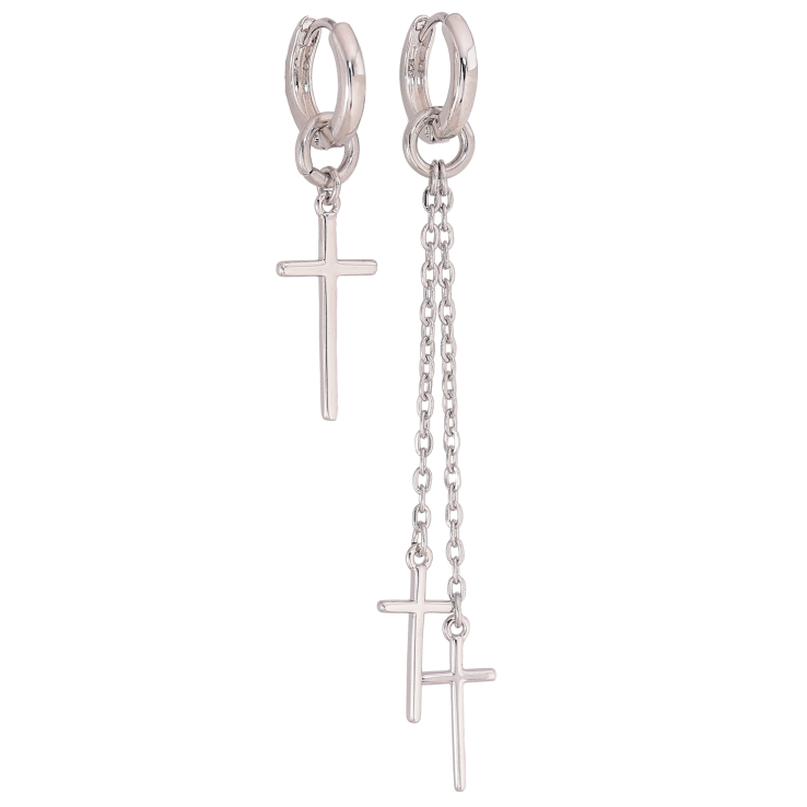 Серьги Xuping цвет Родий подвески на колечках "Ассиметричные крестики" 2 в 1 фото №9 Серьги Xuping цвет Родий подвески на колечках "Ассиметричные крестики" 2 в 1 фото №9