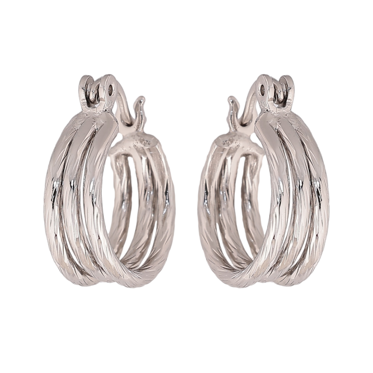 Сережки Xuping колір Родій кільця (конго) "Потрійні з візерунком" ø 1.5см фото №13 Сережки Xuping колір Родій кільця (конго) "Потрійні з візерунком" ø 1.5см фото №13