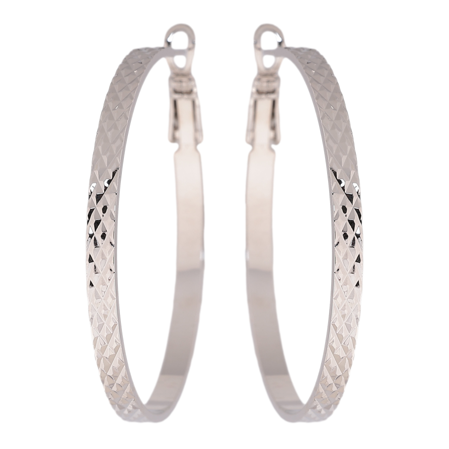 Сережки Xuping колір Родій кільця (конго) "Декоративний візерунок" ø 4см фото №1