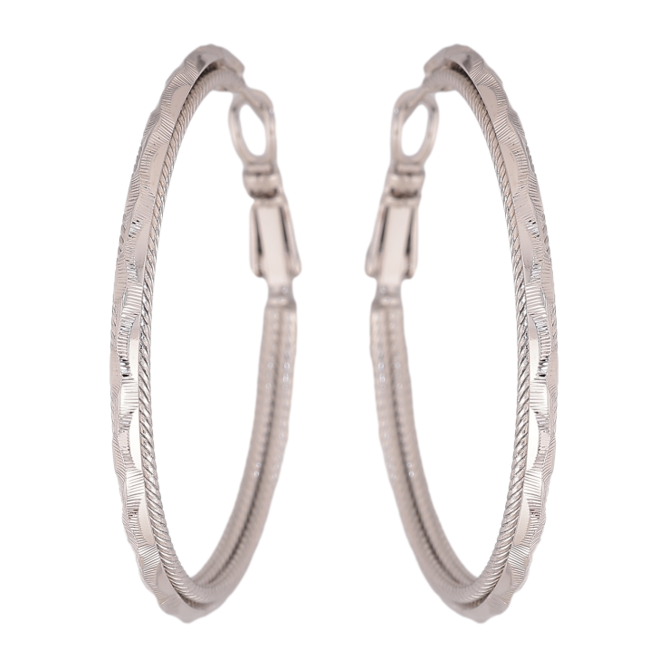 Сережки Xuping колір Родій кільця (конго) "Декоративний візерунок" ø 4см фото №12 Сережки Xuping колір Родій кільця (конго) "Декоративний візерунок" ø 4см фото №12