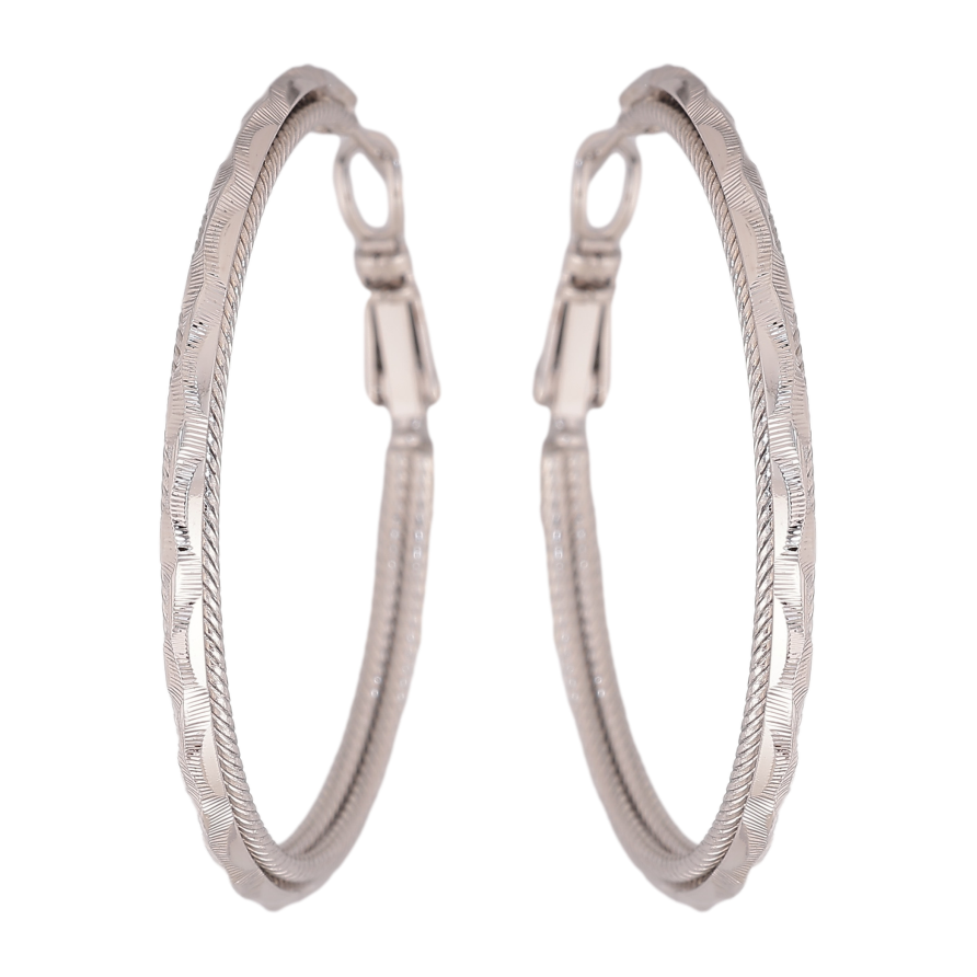 Сережки Xuping колір Родій кільця (конго) "Декоративний візерунок" ø 4см фото №1