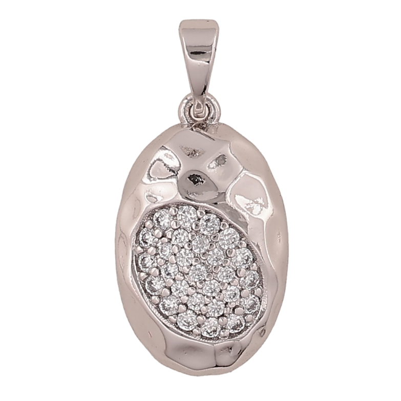 Кулон Xuping цвет Родий "Овал с инкрустацией кристаллами" для цепочки до 5мм фото №1