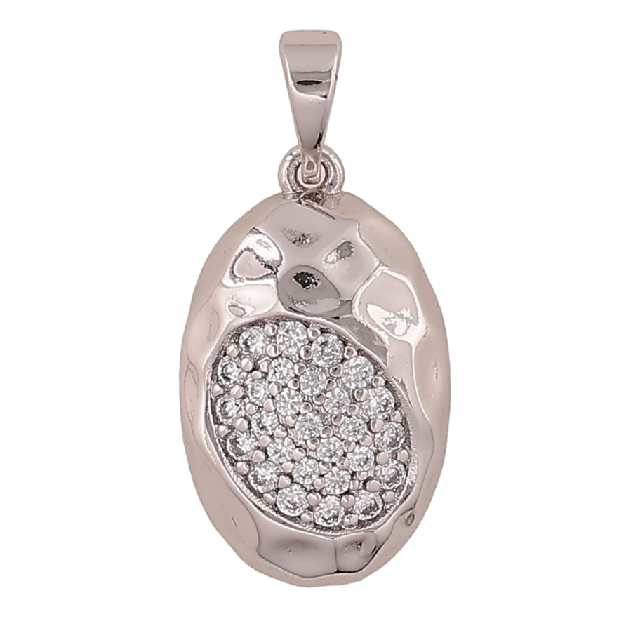 Кулон Xuping колір Родій "Овал з інкрустацією кристалами" для ланцюжка до 5мм фото №1