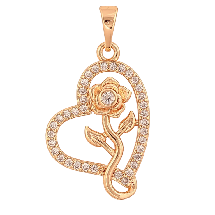 Кулон Xuping M&L колір 18K "Серце з квіткою" для ланцюжка до 5мм фото №12