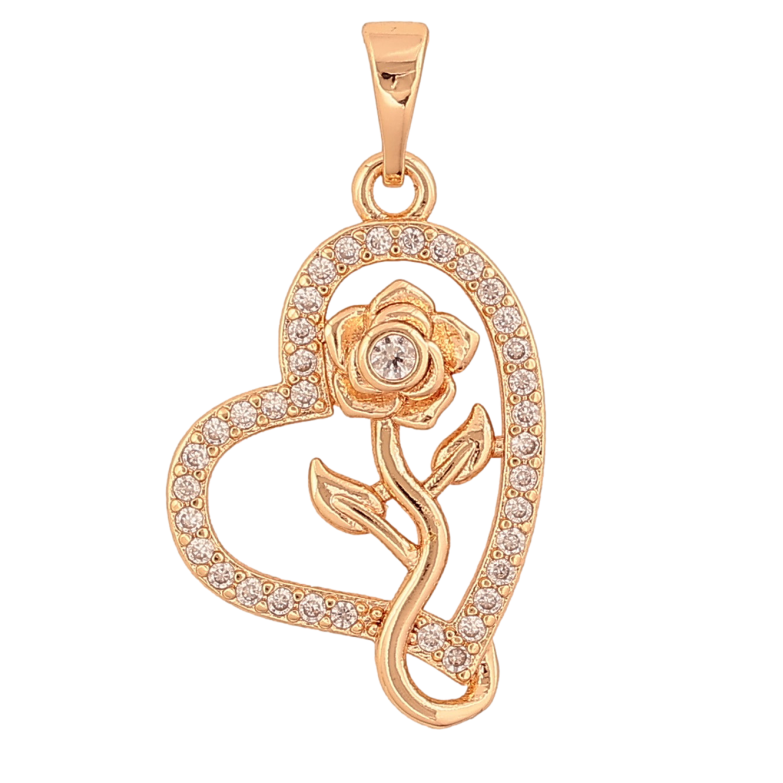 Кулон Xuping M&L цвет 18K "Сердечко с цветком" для цепочки до 5мм фото №1