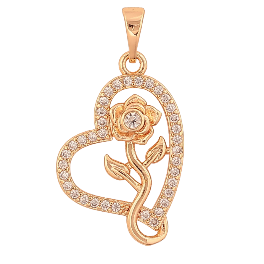 Кулон Xuping M&L колір 18K "Серце з квіткою" для ланцюжка до 5мм фото №1