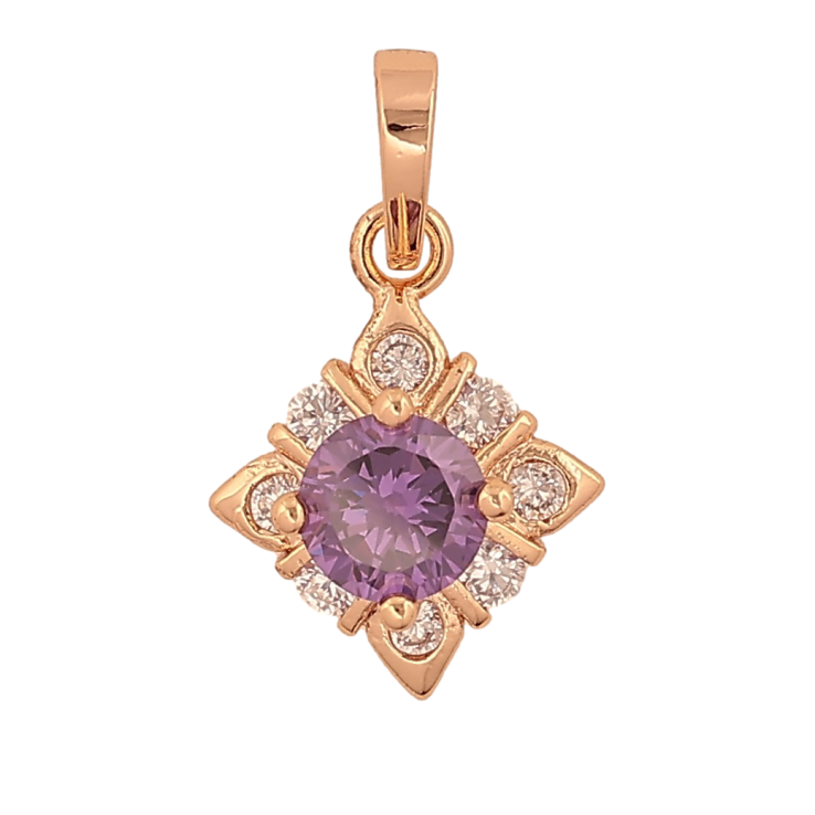 Кулон Xuping M&L колір 18K "Ромбова підвіска з бузковим кристалом" для ланцюжка до 5мм фото №22