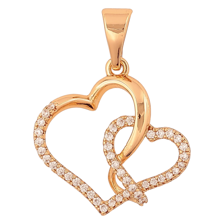 Кулон Xuping колір Позолота 18К "Сердечки з кристалами" для ланцюжка до 7мм фото №22