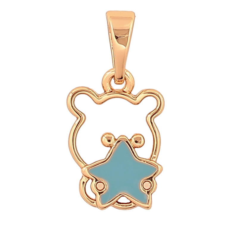 Кулон Xuping колір Позолота 18K "Ведмедик з блакитною зіркою" для ланцюжка до 5мм фото №1 Кулон Xuping колір Позолота 18K "Ведмедик з блакитною зіркою" для ланцюжка до 5мм фото №1