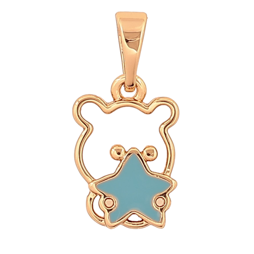 Кулон Xuping колір Позолота 18K "Ведмедик з блакитною зіркою" для ланцюжка до 5мм фото №1 Кулон Xuping колір Позолота 18K "Ведмедик з блакитною зіркою" для ланцюжка до 5мм фото №1