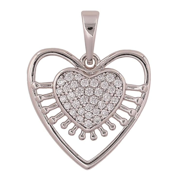 Кулон Xuping колір Родій "Серце з кристалами" для ланцюжка до 6мм фото №5