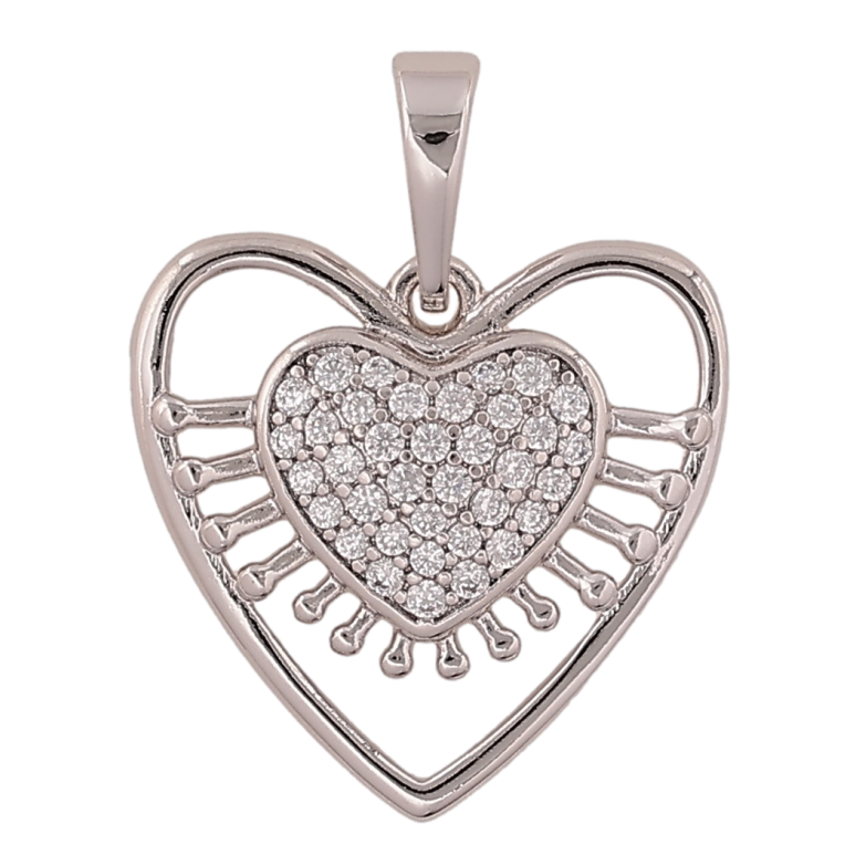 Кулон Xuping цвет Родий "Сердечко с кристаллами" для цепочки до 6мм фото №1